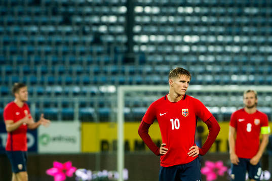 Martin Ødegaard of Norway looks dejected