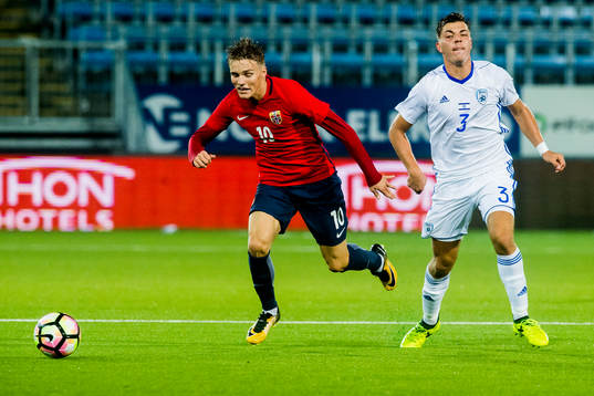 Martin Ødegaard of Norway and Shay Pinhas Ben David of