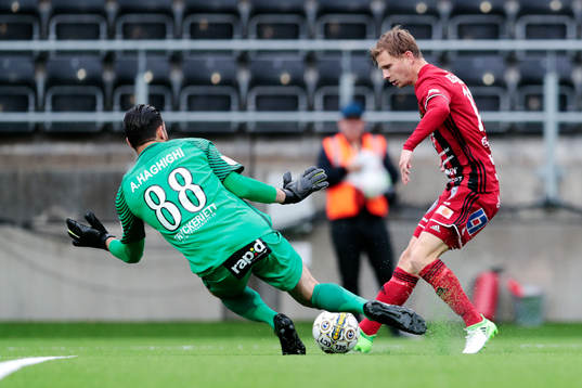AFC Eskilstunas målvakt Alireza Haghighi och Östersunds