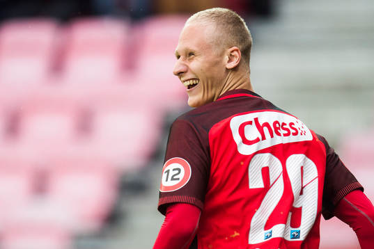 Kristoffer Barmen of Brann celebrates 2-1