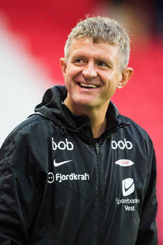 Lars Arne Nilsen, head coach of Brann, celebrates
