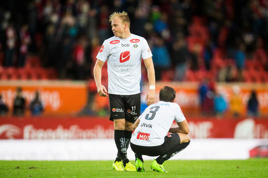 Martin Ramsland and Bjørn Inge Utvik of Sogndal looks
