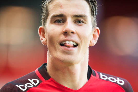 Vidar Ari Jónsson of Brann celebrates