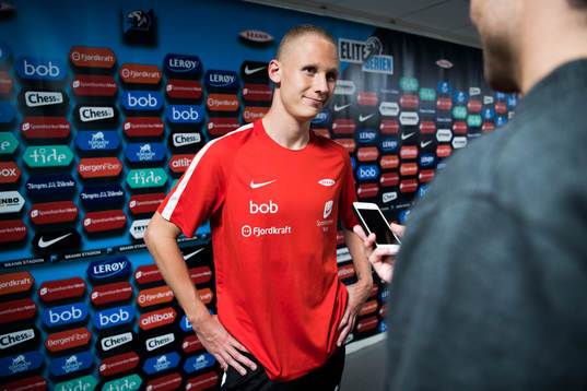 Kristoffer Barmen of Brann is being interviewed