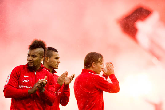 Bismar Acosta, Deyver Vega and Fredrik Haugen of Brann