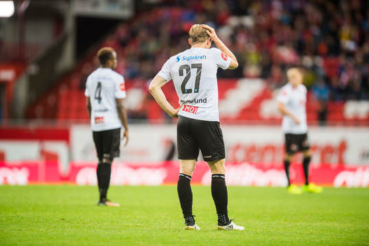 Eirik Birkelund of Sogndal looks dejected