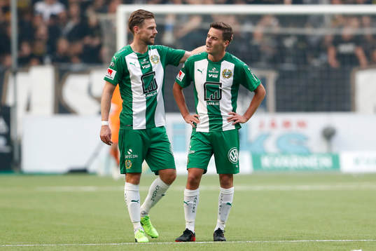 Hammarbys Arnór Smárason och Jeppe Andersen deppar