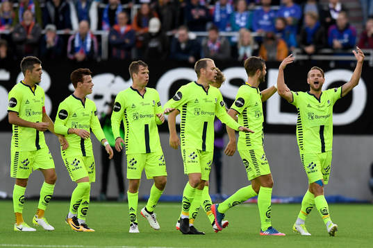Ole Jørgen Halvorsen of Sarpsborg 08 celebrates