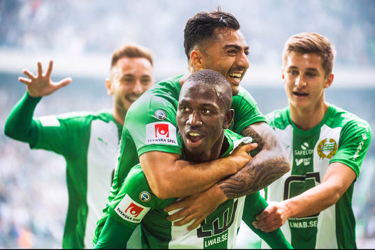 Hammarbys Pa Amat Dibba och Jiloan Hamad jublar