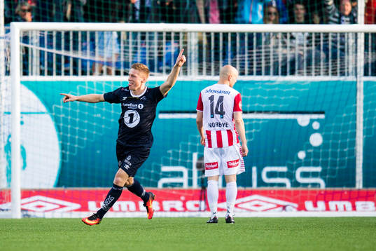 Torgil Øvre Gjertsen of Kristiansund celebrates
