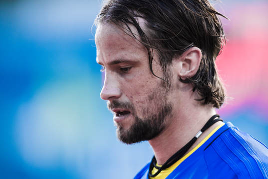 Sundsvalls Linus Hallenius innan fotbollsmatchen i