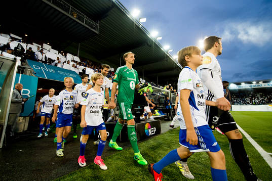 Goalkeeper André Hansen of Rosenborg enters the pitch
