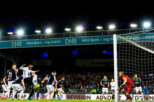 Samuel Adegbenro of Rosenborg scores 0-2 behind goalkeeper