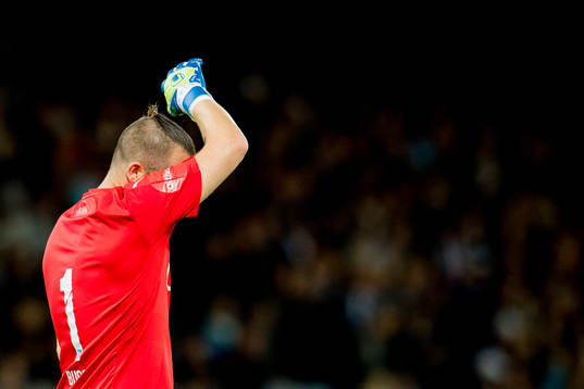 Goalkeeper Espen Bugge Pettersen of Strømsgodset looks