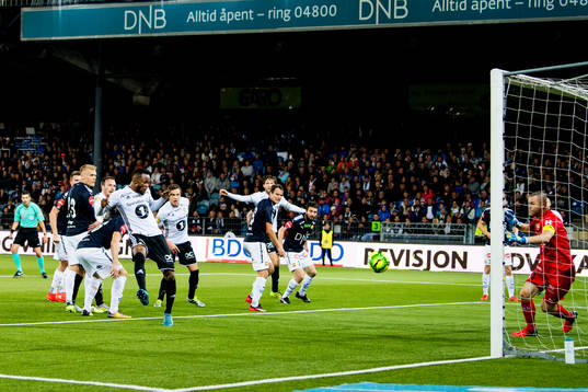 Samuel Adegbenro of Rosenborg scores 0-2 behind goalkeeper