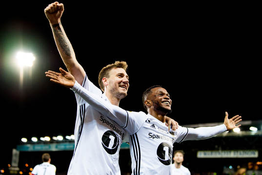 Samuel Adegbenro of Rosenborg celebrates with Nicklas
