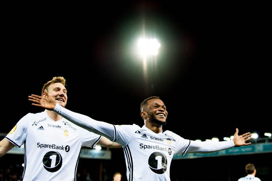 Samuel Adegbenro of Rosenborg celebrates with Nicklas