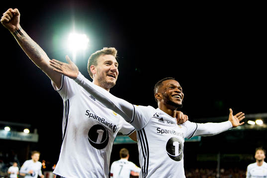 Samuel Adegbenro of Rosenborg celebrates with Nicklas