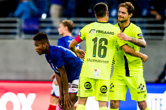 Joachim Thomassen and Joackim Jørgensen celebrates next to