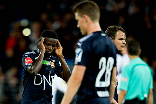 Francisco Junior of Strømsgodset looks dejected