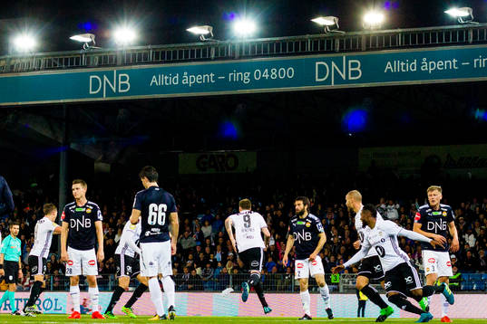 Nicklas Bendtner of Rosenborg celebrates