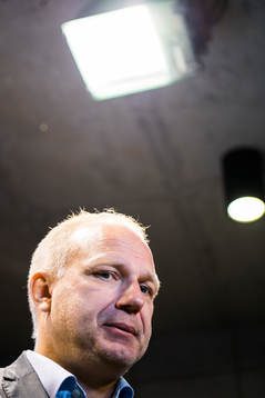 Dag-Eilev Fagermo, head coach of Odd, speaks with media