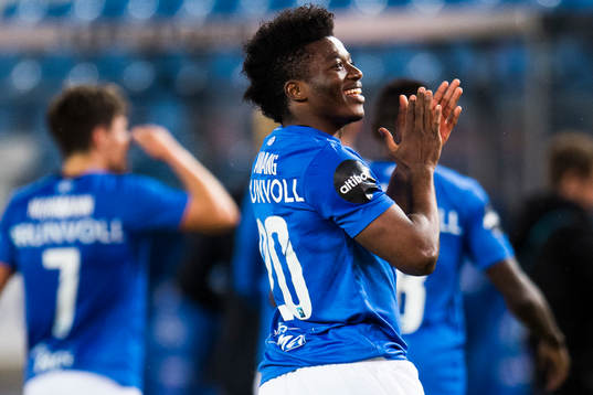 Thomas Amang of Molde celebrate