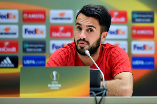 Östersunds Brwa Nouri på en presskonferens innan en