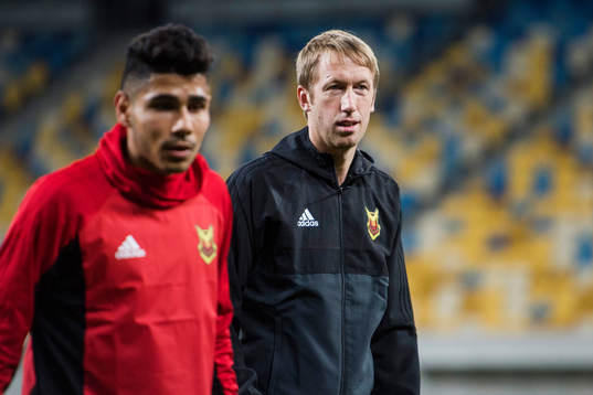 Östersunds Hosam Aiesh och tränare Graham Potter