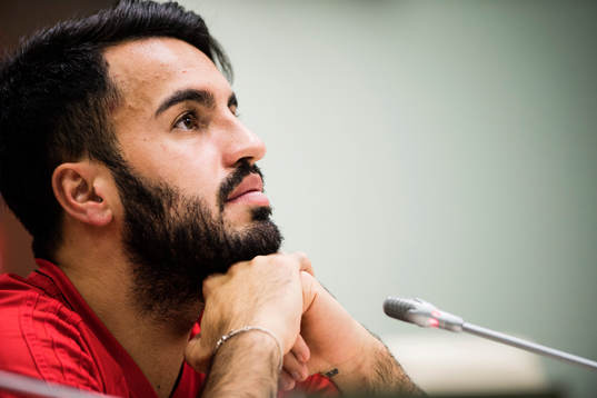 Östersunds  Brwa Nouri deltar i en presskonferens