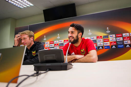 Östersunds tränare Graham Potter och Brwa Nouri deltar i