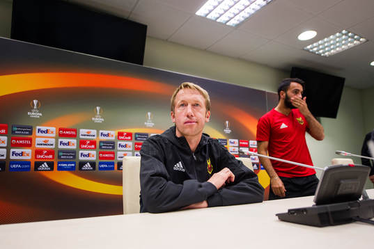 Östersunds tränare Graham Potter och Brwa Nouri deltar i