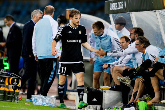Yann-Erik de Lanlay of Rosenborg is being substituted off