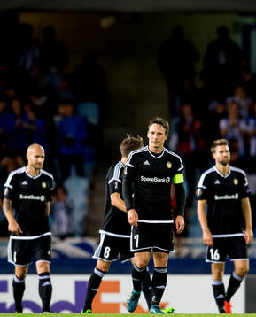Mike Jensen of Rosenborg looks dejected
