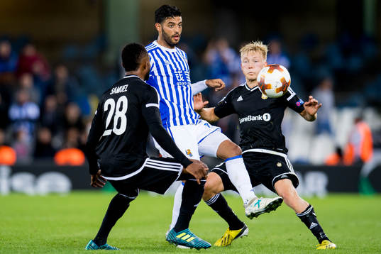 Samuel Adegbenro of Rosenborg, Carlos Vela of Real Sociedad