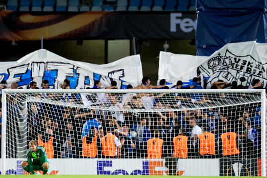 Goalkeeper André Hansen of Rosenborg looks dejected