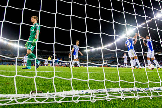 Goalkeeper André Hansen of Rosenborg looks dejected while