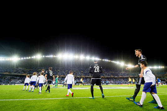 Samuel Adegbenro and Nicklas Bendtner of Rosenborg