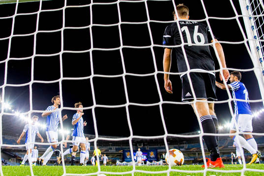 Players of Real Sociedad celebrate
