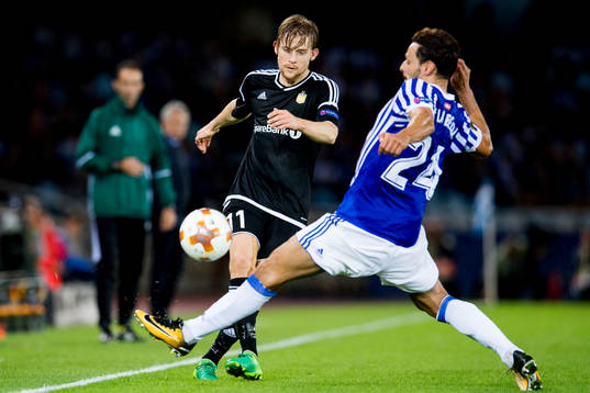 Yann-Erik de Lanlay of Rosenborg and Alberto de la Bella of