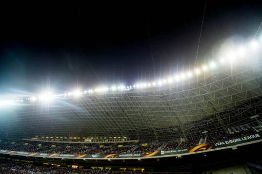 General view of the floodlights at Anoeta Stadium