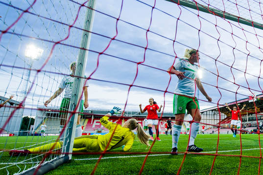 Guro Reiten and Emilie Haavi of Norway celebrates behind