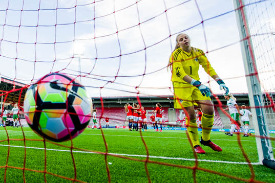 Caroline Graham Hansen of Norway celebrates with her
