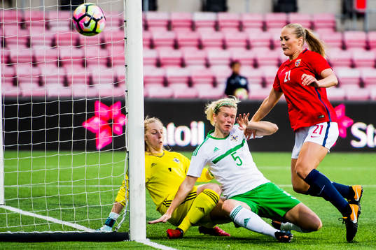 Goalkeeper Lauren Perry, Julie Nelson of Northern Ireland
