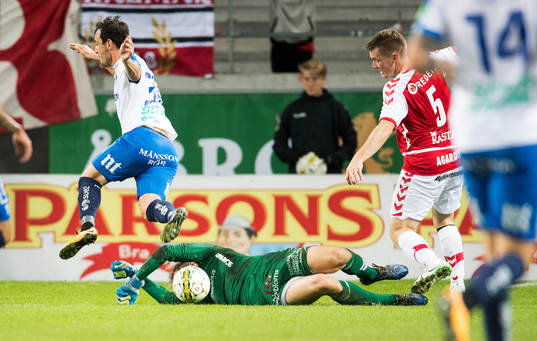 Kalmars målvakt Lucas Hägg-Johansson och Victor Agardius