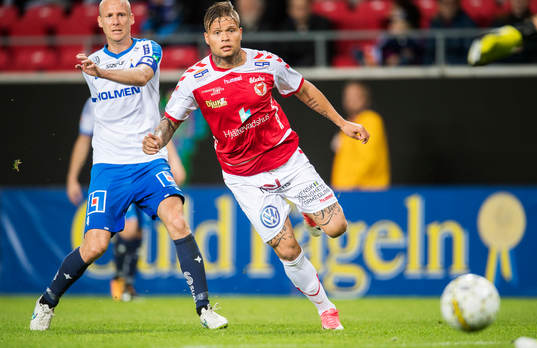 Kalmars Romario Marques Rodrigues och Norrköpings Andreas
