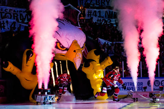 Malmö Redhawks Stefan Warg kommer in till ishockeymatchen