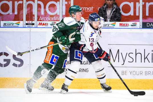 Färjestads Fabian Zetterlund och Linköpings Andrew Gordon