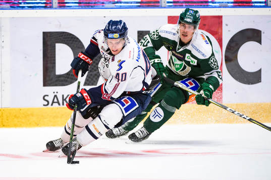 Linköpings Ken André Olimb och Färjestads Sebastian
