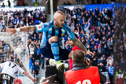 Djurgårdens Magnus Eriksson jublar
